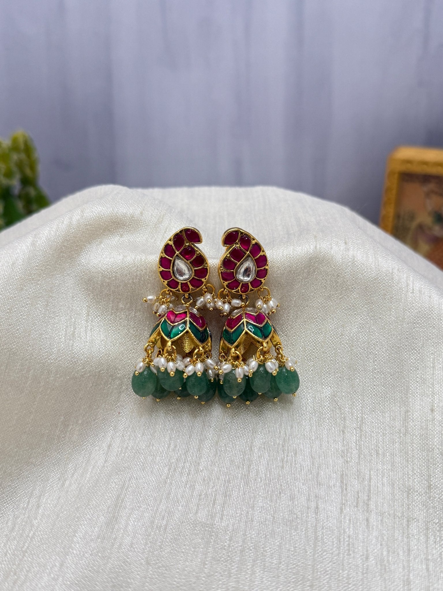 Jadau Jhumka Earrings 1136 - Mahilas