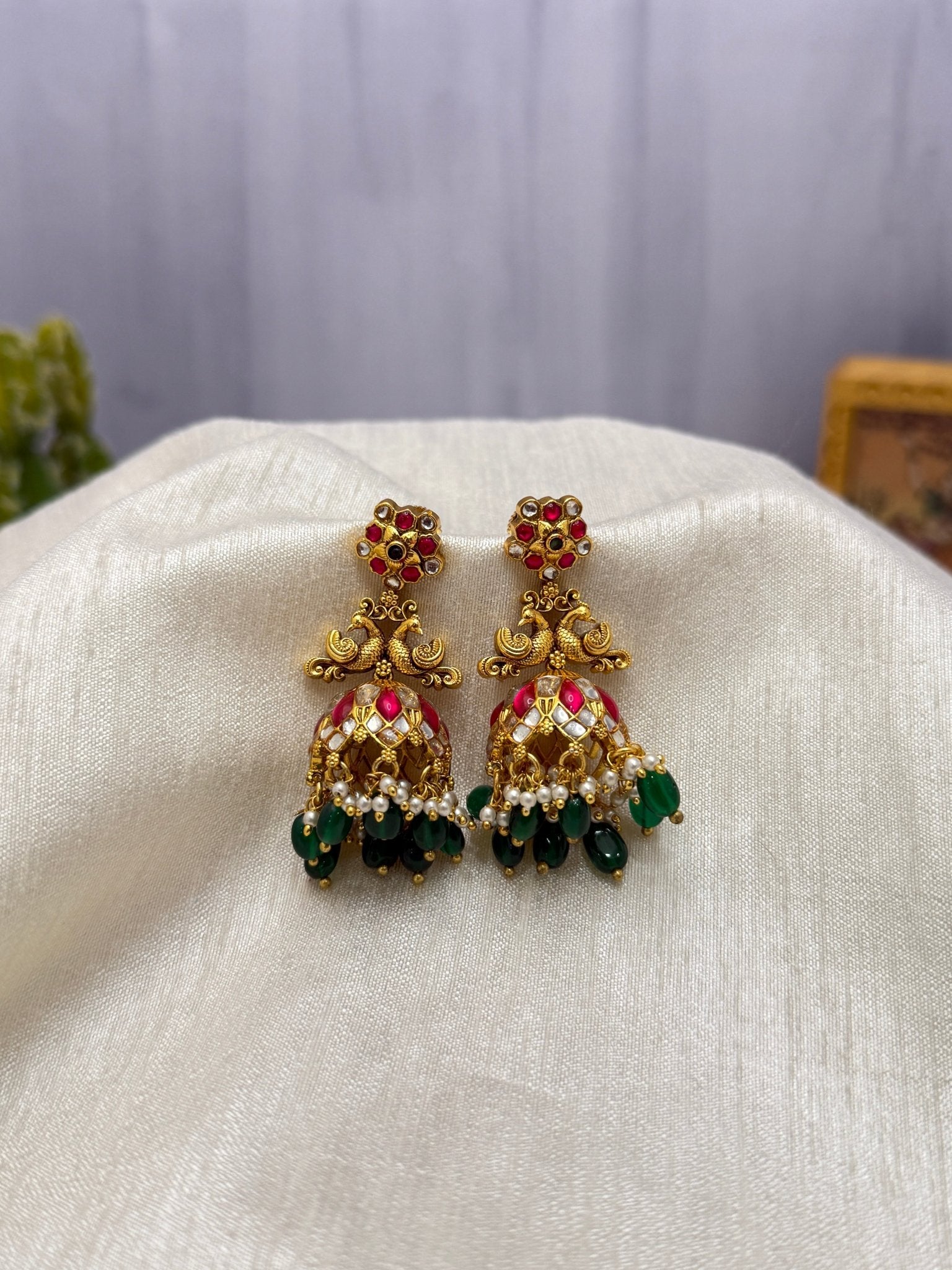 Jadau Jhumka Earrings 1137 - Mahilas