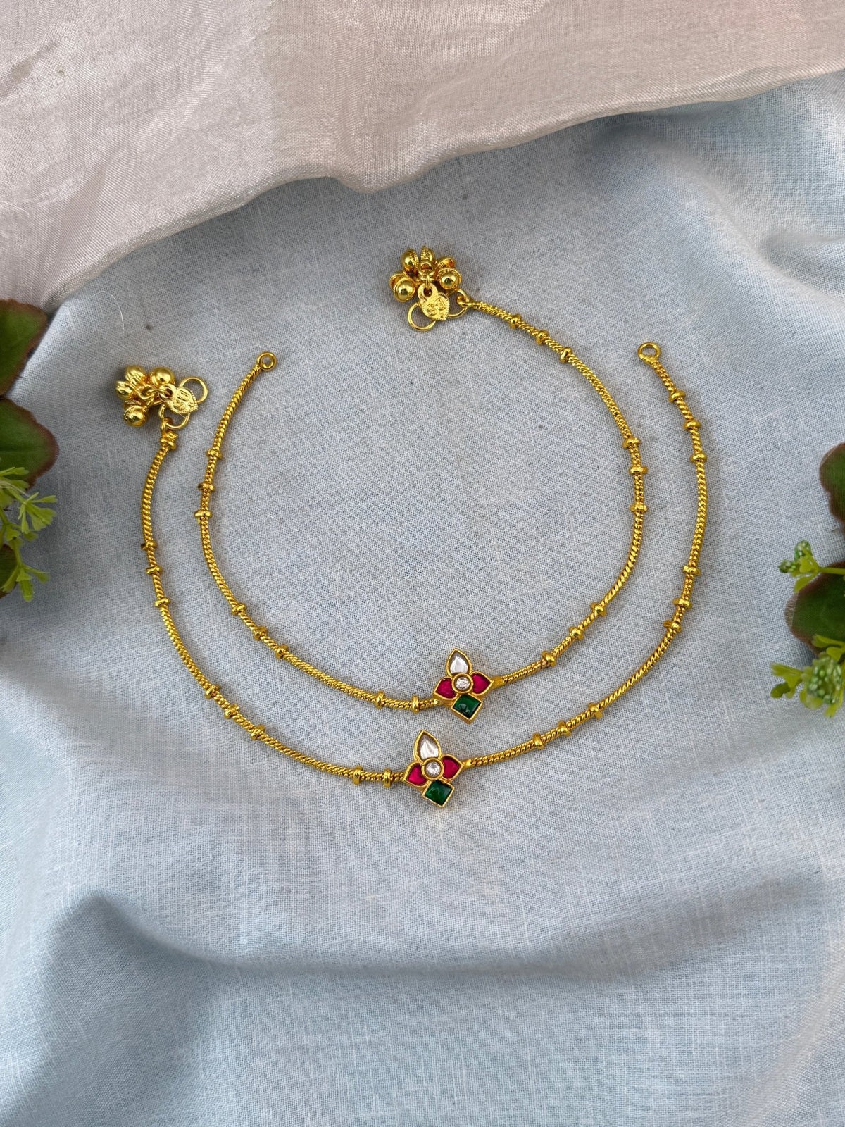Jadau Kundan Anklet Payal | A0001A - Mahilas