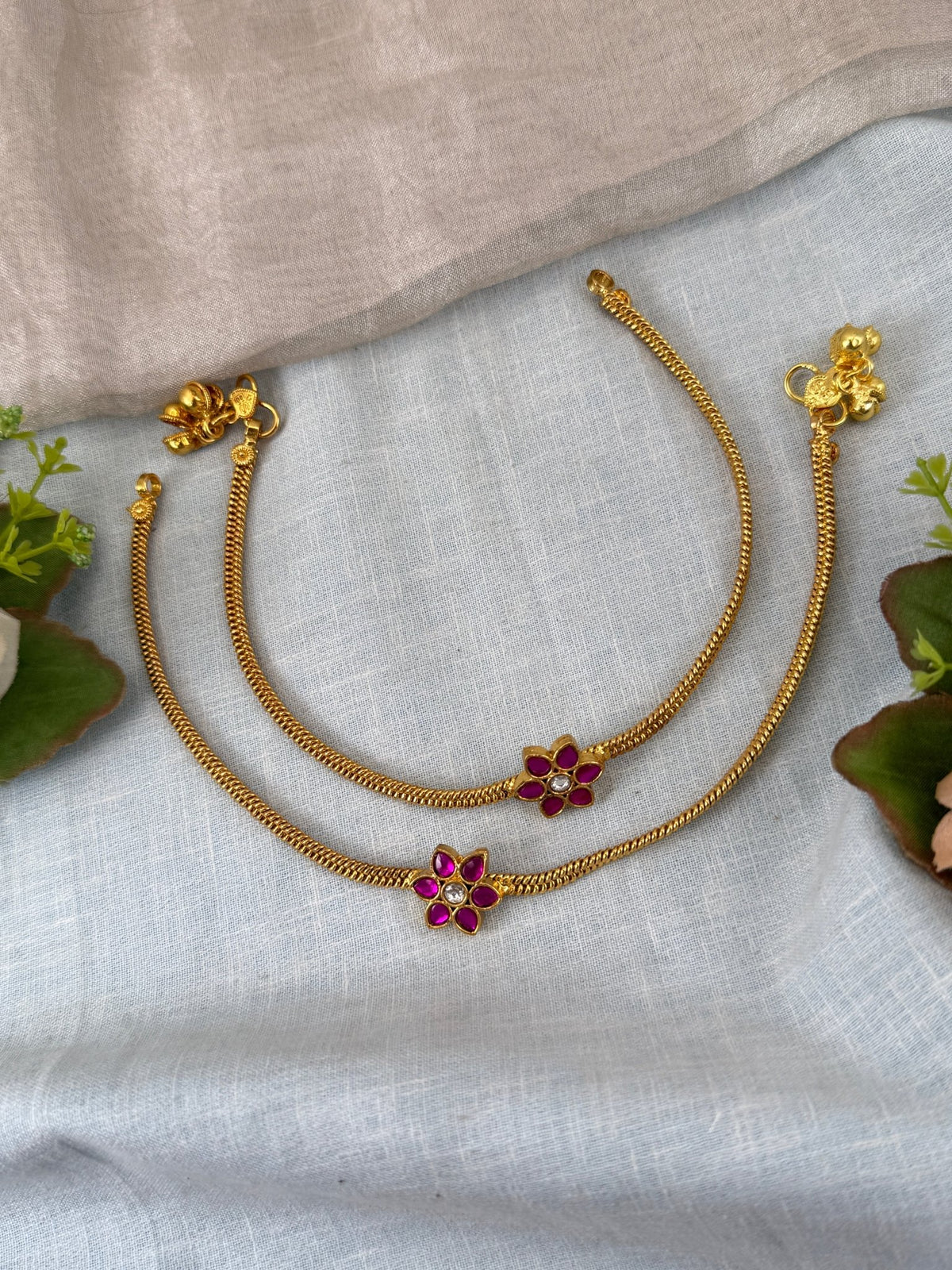 Jadau Kundan Anklet Payal A0007 - Mahilas