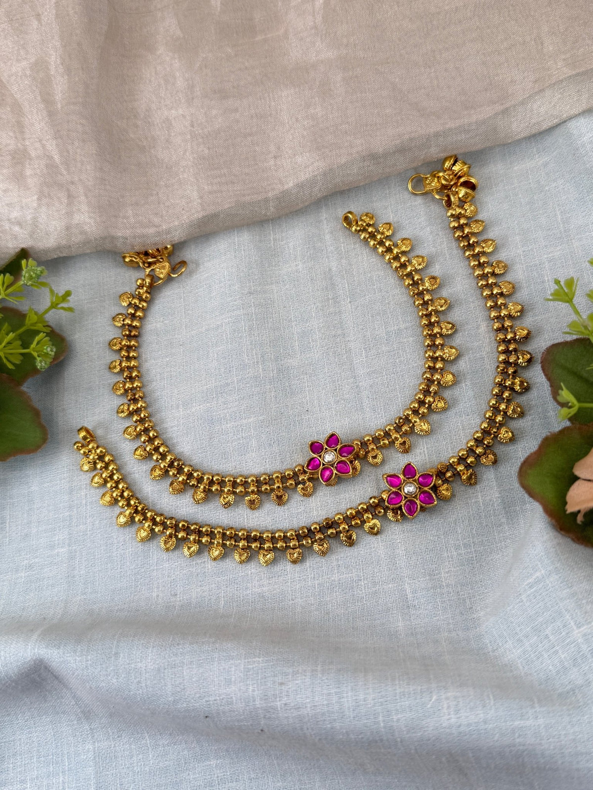 Jadau Kundan Anklet Payal A0011 - Mahilas