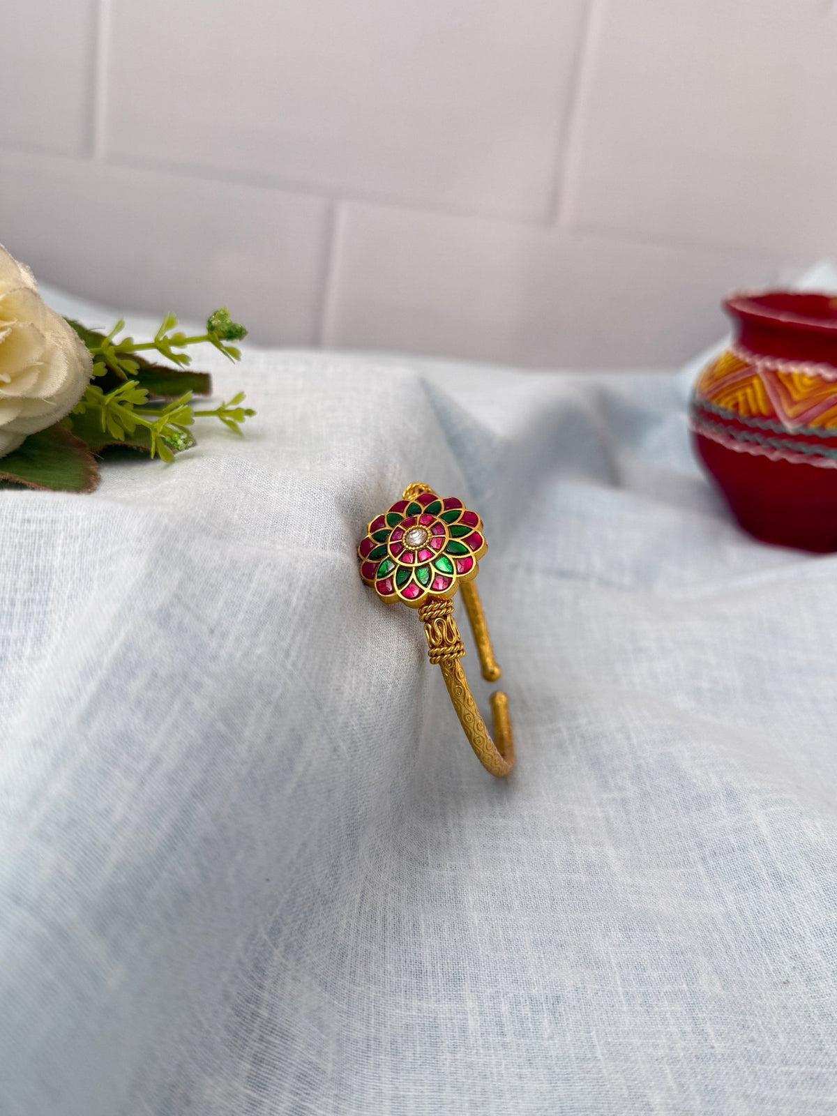 Jadau Kundan Bracelet| Open Kada| L0135 - Mahilas