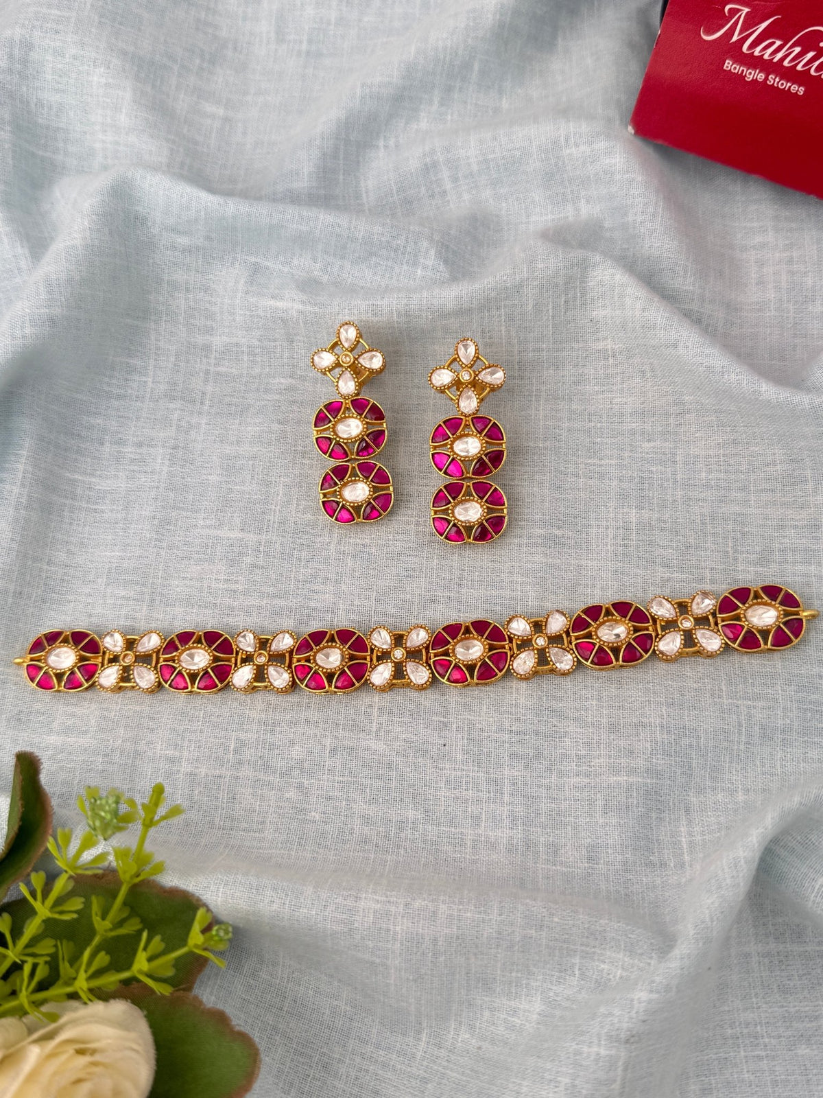 Jadau Kundan Choker Necklace Set | N1163 - Mahilas