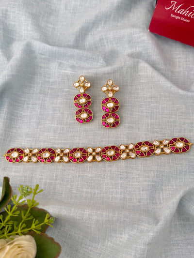 Jadau Kundan Choker Necklace Set | N1163 - Mahilas
