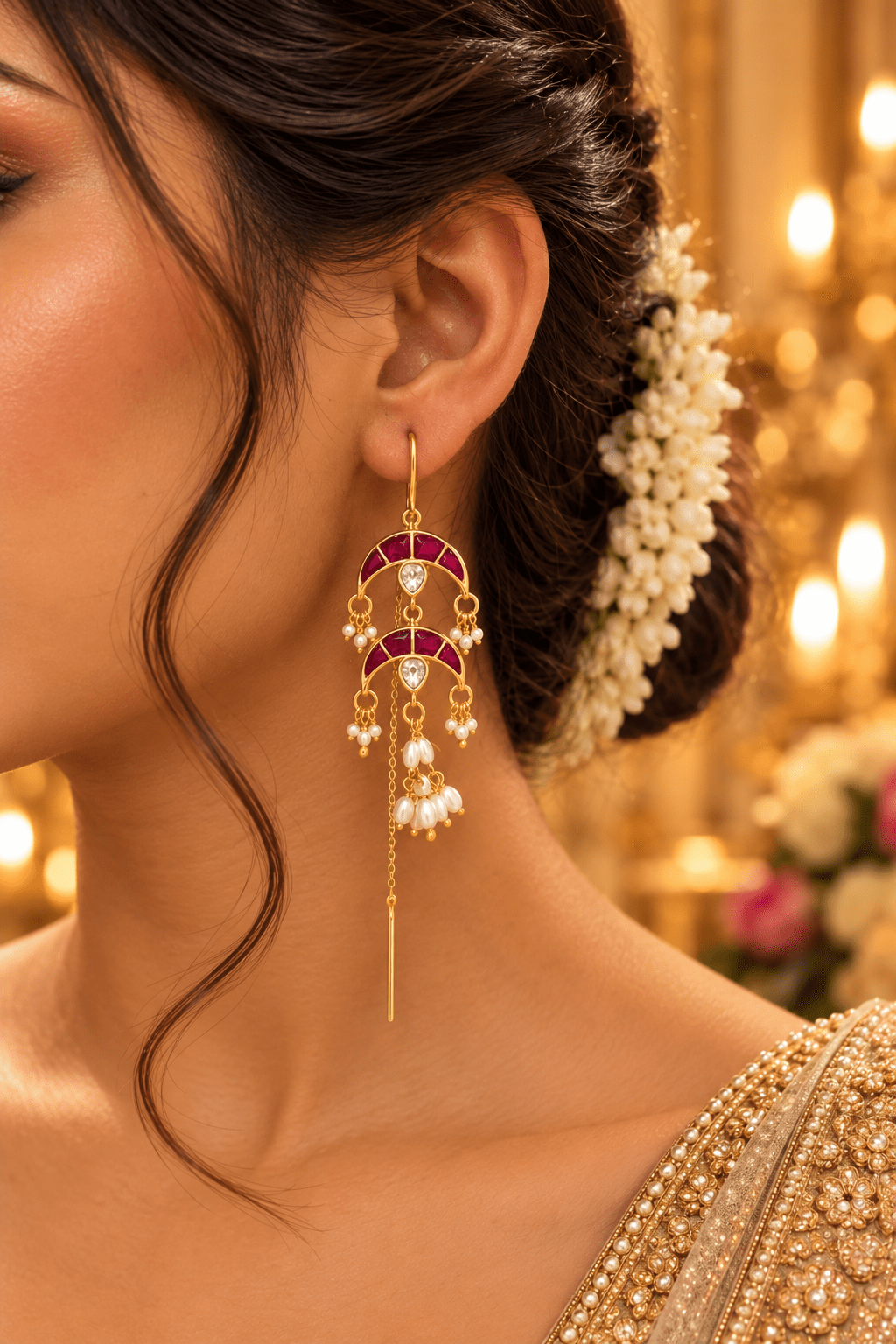 Jadau Kundan Designer Hanging Earrings| E0630 - Mahilas