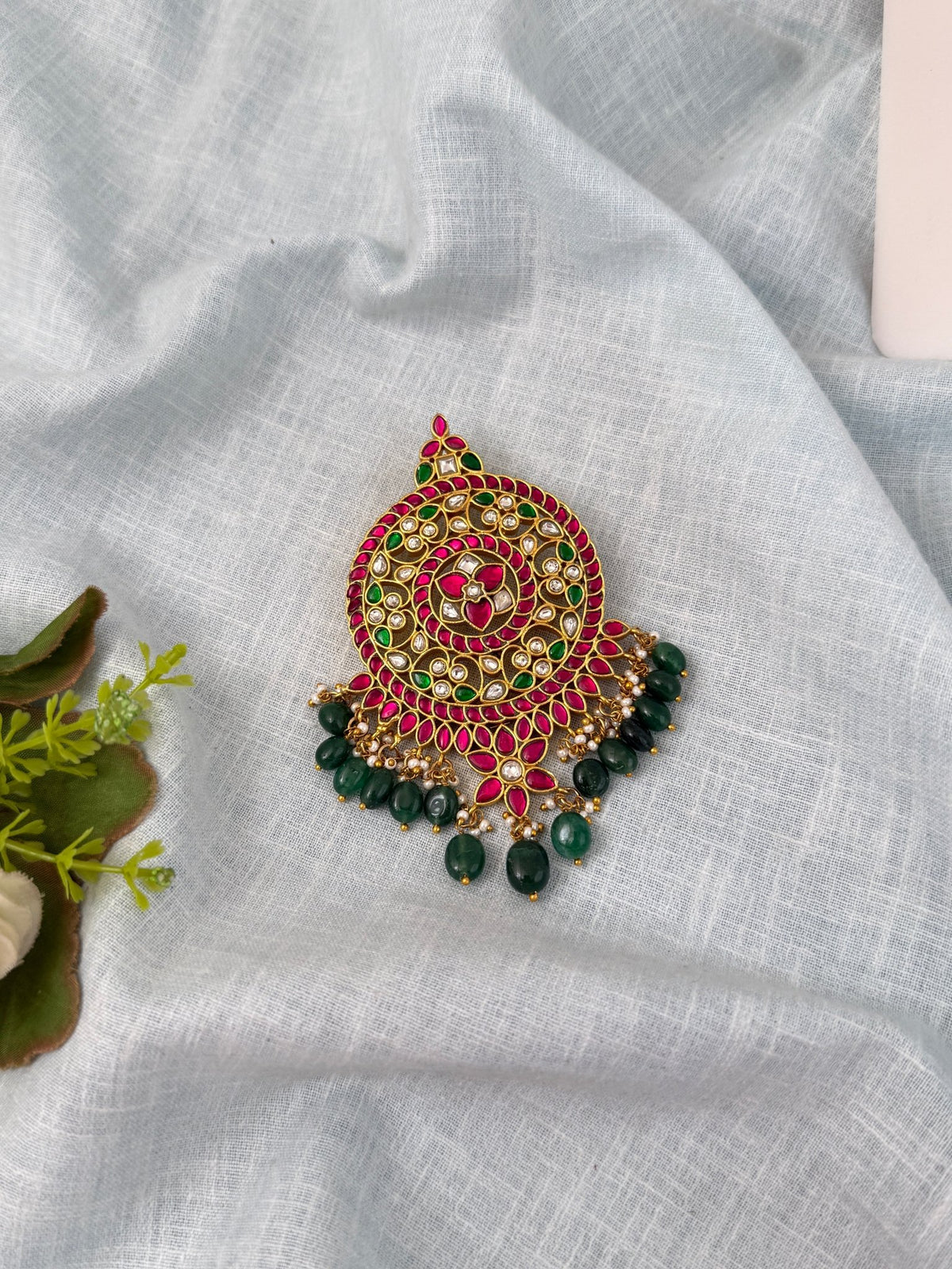 Jadau Kundan Floral Pendant| P0128 - Mahilas