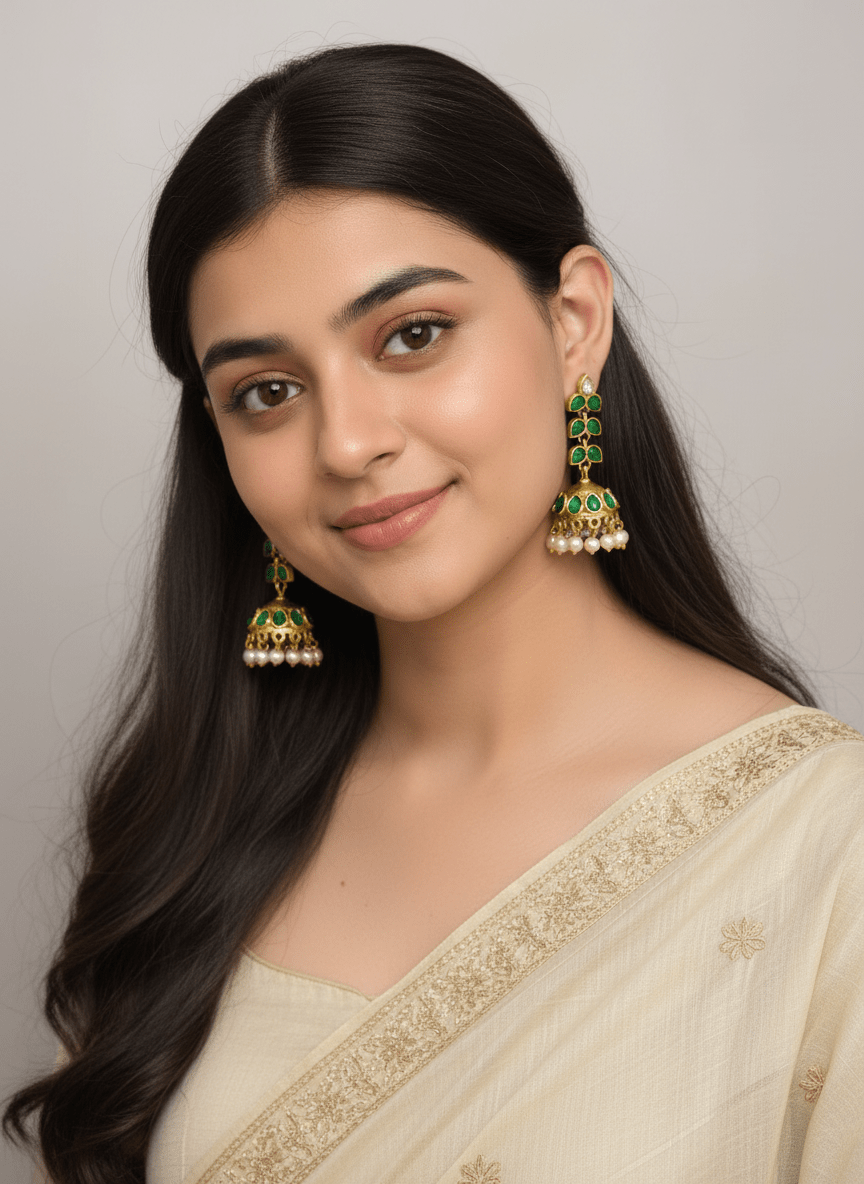 Jadau Kundan Jhumka Earrings | E0226 - Mahilas