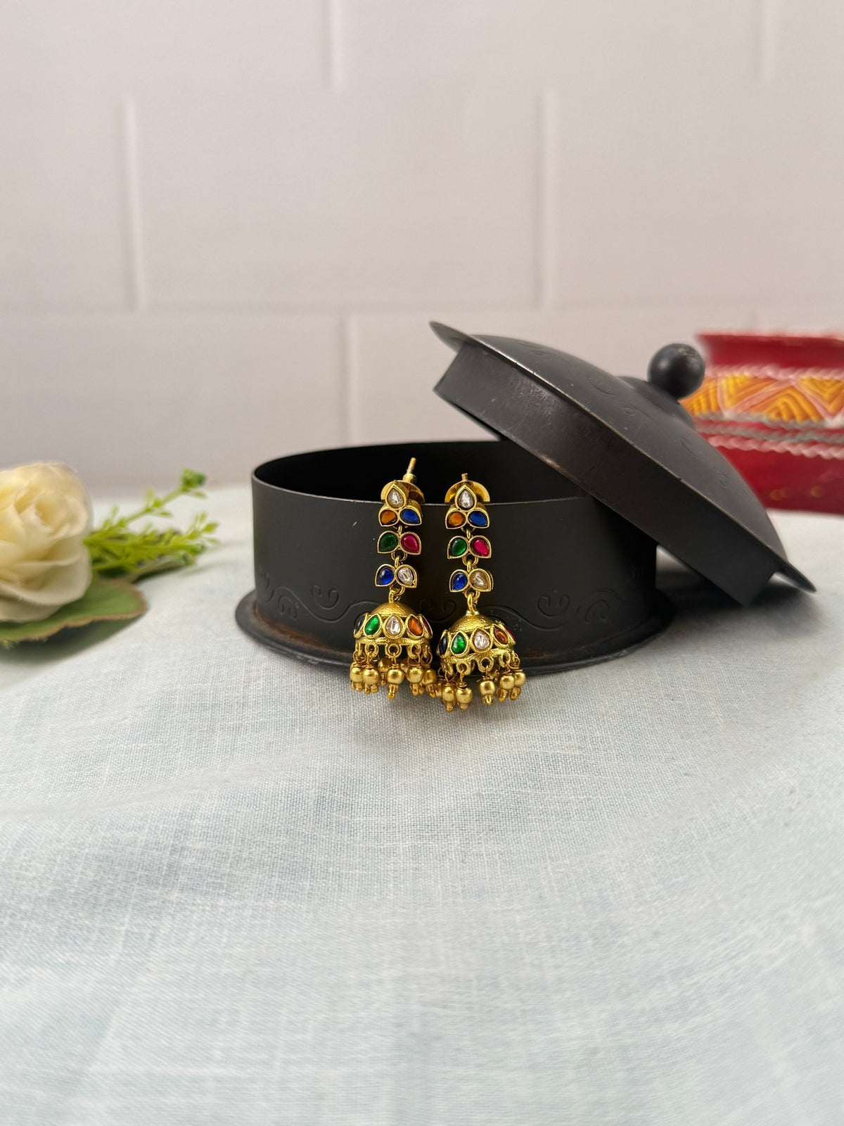 Jadau Kundan Jhumka Earrings| E0227 - Mahilas