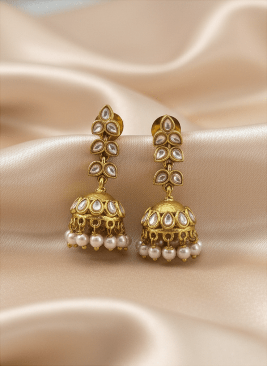 Jadau Kundan Jhumka Earrings | E0228 - Mahilas