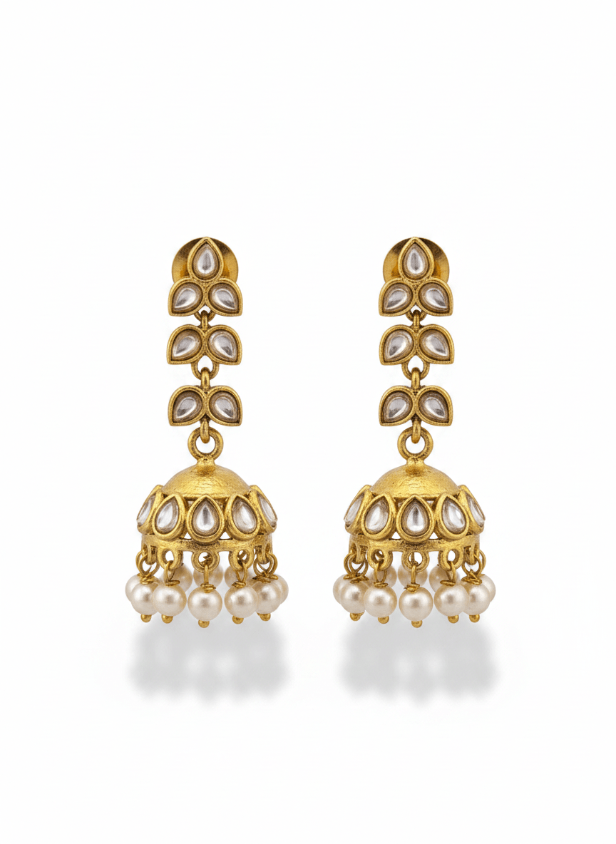 Jadau Kundan Jhumka Earrings | E0228 - Mahilas
