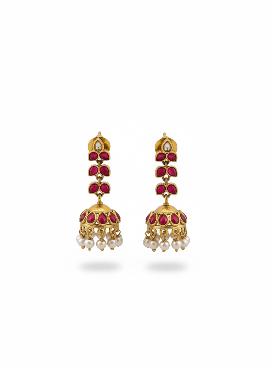 Jadau Kundan Jhumka Earrings | E0229 - Mahilas