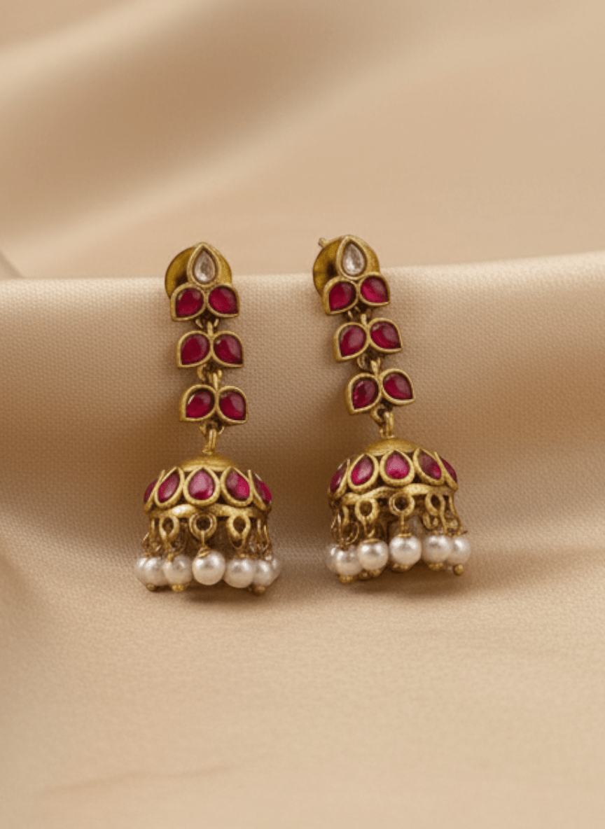 Jadau Kundan Jhumka Earrings | E0229 - Mahilas