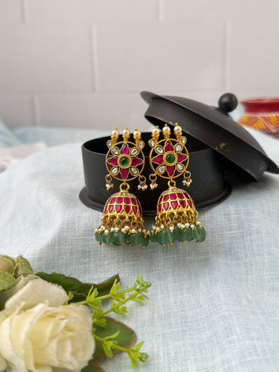 Jadau Kundan Jhumka Earrings| E0680 - Mahilas