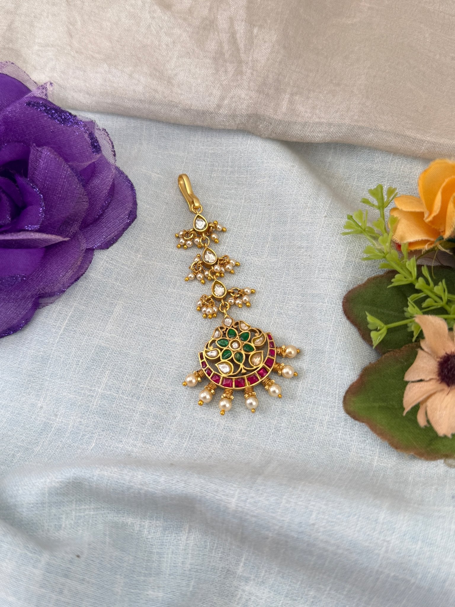 Jadau Kundan Maang Tikka M0063 - Mahilas