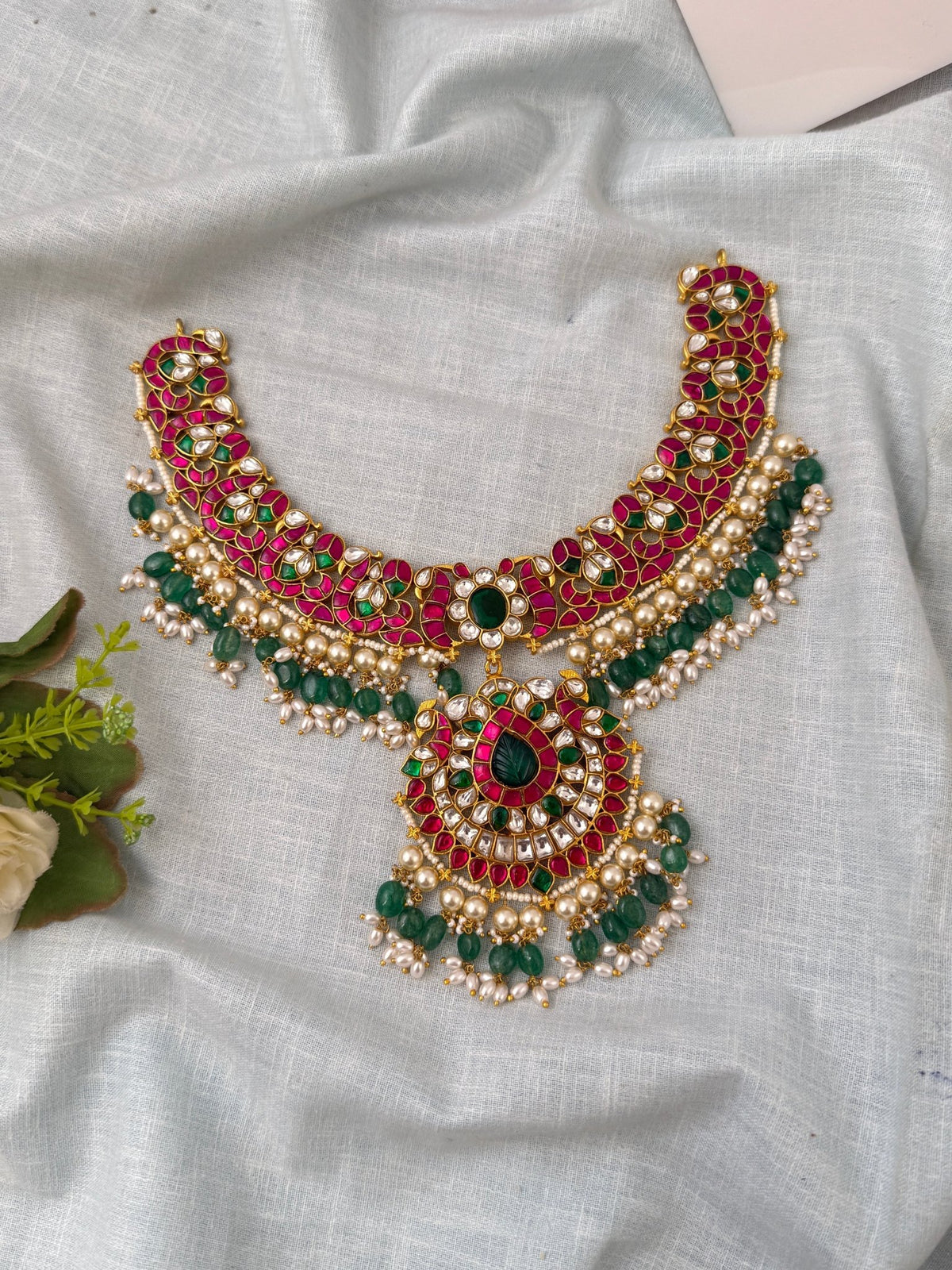 Jadau Kundan Necklace Grand Luxury Short Set | N0546 - Mahilas