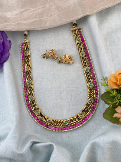 Jadau Kundan Necklace Jilebi Royal Long Set | N0005 - Mahilas