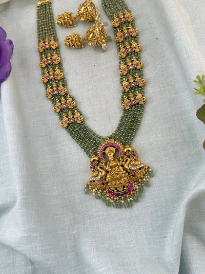 Jadau Kundan Necklace Layer Beads Pendant Grand Set | N0027 - Mahilas