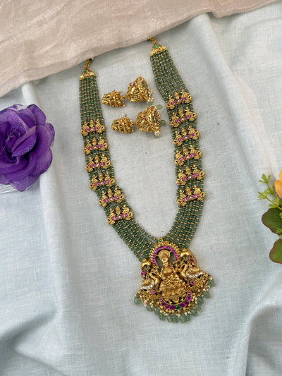 Jadau Kundan Necklace Layer Beads Pendant Grand Set | N0027 - Mahilas
