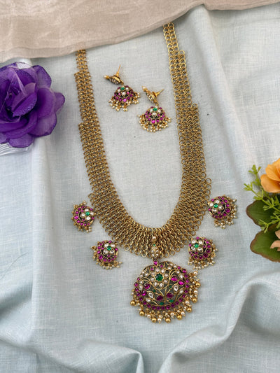 Jadau Kundan Necklace Layer Peacock Grand Set | N0024 - Mahilas