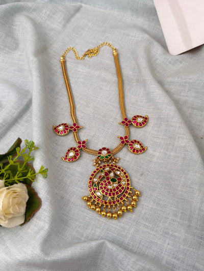 Jadau Kundan Necklace Peacock Elegant Short | N0664 - Mahilas