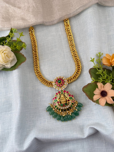 Jadau Kundan Necklace Pendant Mid Long Premium Set N0400 - Mahilas