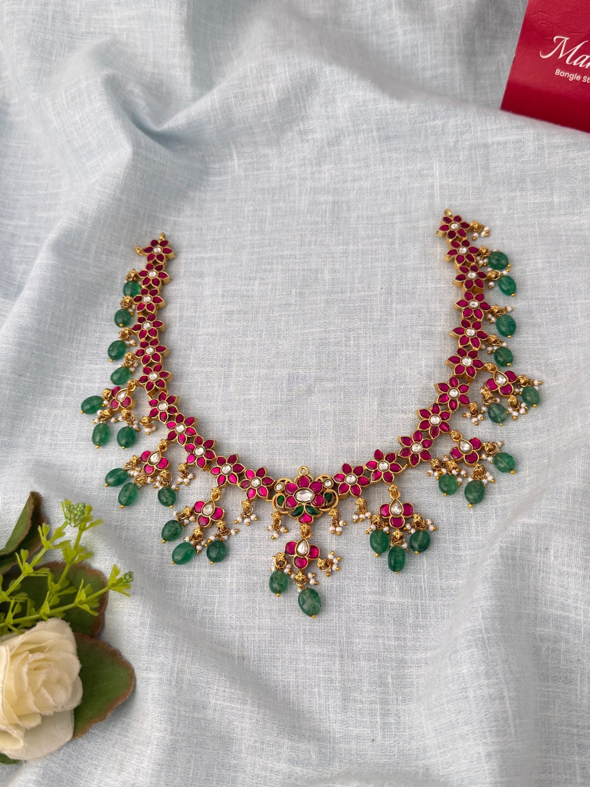 Jadau Kundan Necklace Premium Short Set | N1197 - Mahilas
