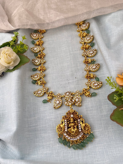 Jadau Kundan Necklace Reversible Mango Mid Long Luxury Set | N0411 - Mahilas