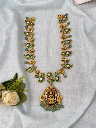 Jadau Kundan Necklace Reversible Mango Mid Long Luxury Set | N0412 - Mahilas