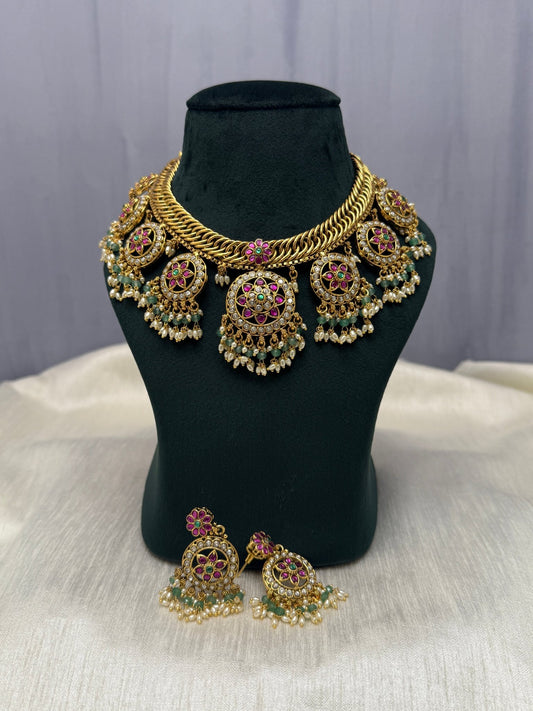 Jadau Kundan Necklace Set 302 - Mahilas