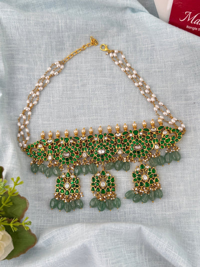 Jadau Kundan Peacock Choker Necklace | N1178 - Mahilas