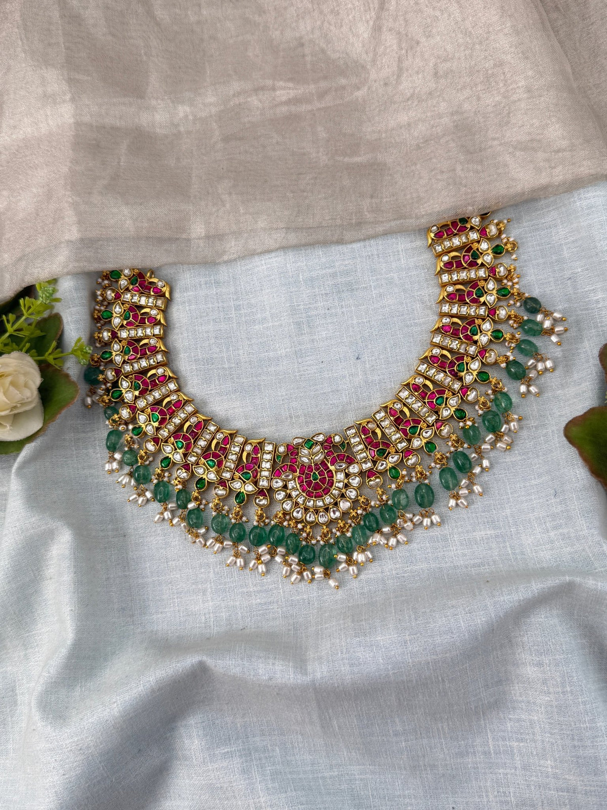 Jadau Kundan Peacock Necklace Set Premium | N0464 - Mahilas