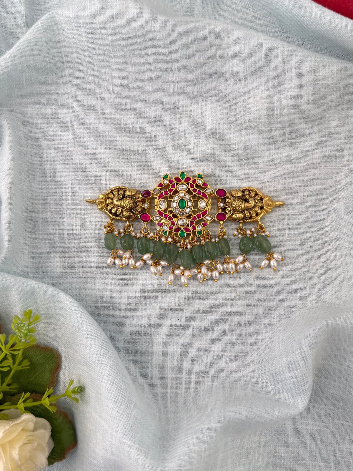 Jadau Kundan Peacock Pendant| N1179 - Mahilas