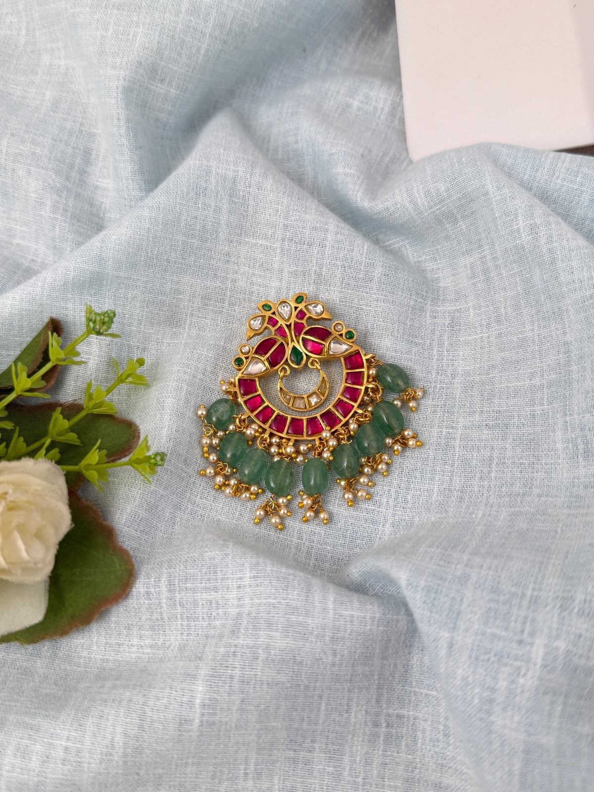 Jadau Kundan Peacock Pendant| P0119 - Mahilas