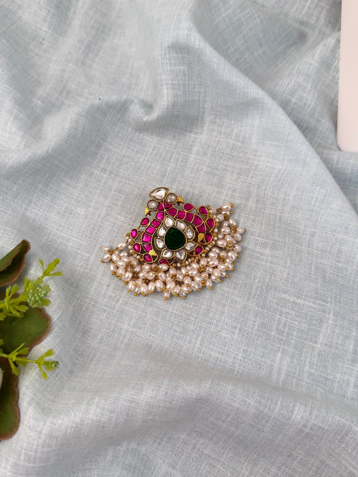 Jadau Kundan Peacock Pendant| P0129 - Mahilas