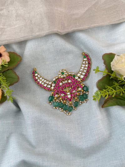 Jadau Kundan Pendant Necklace Luxurious Kanti Style | N0003 - Mahilas