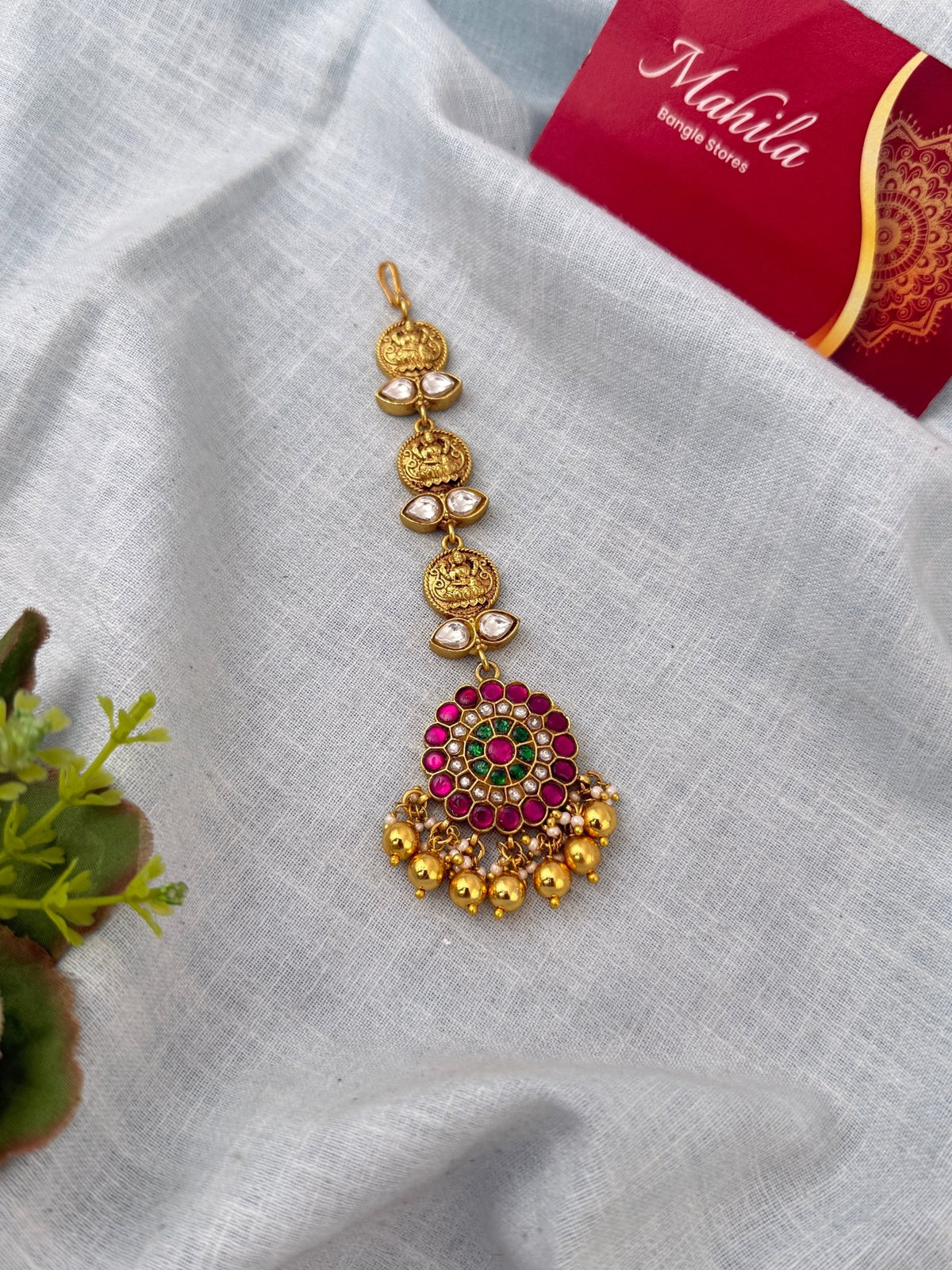 Jadau Kundan Premium Lakshmi Maang Tikka| M0320 - Mahilas