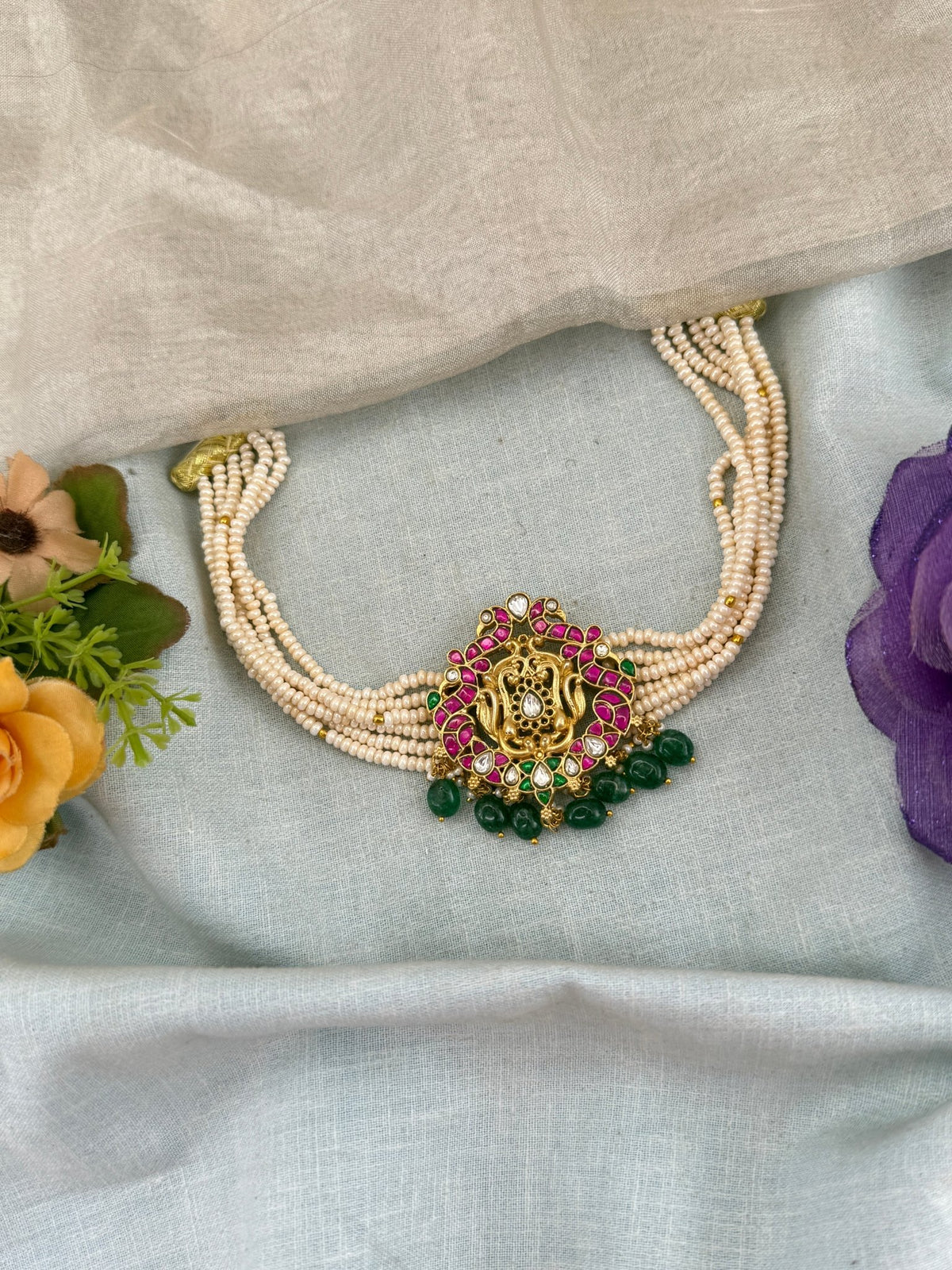 Jadau Kundan Premium Pearl Layered Choker Necklace | 120 - Mahilas