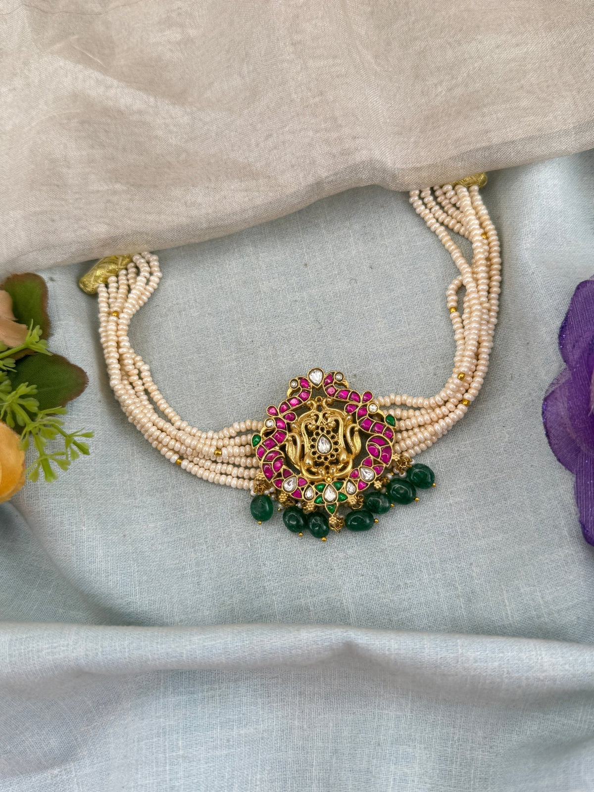 Jadau Kundan Premium Pearl Layered Choker Necklace | 120 - Mahilas