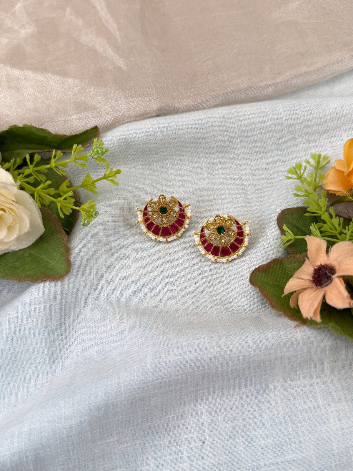 Jadau Kundan Stud Earrings E0189 - Mahilas