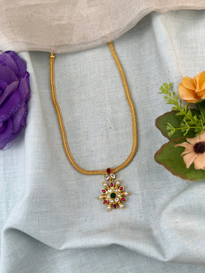 Jadau Necklace Pendant Chain Short Set | N0047 - Mahilas