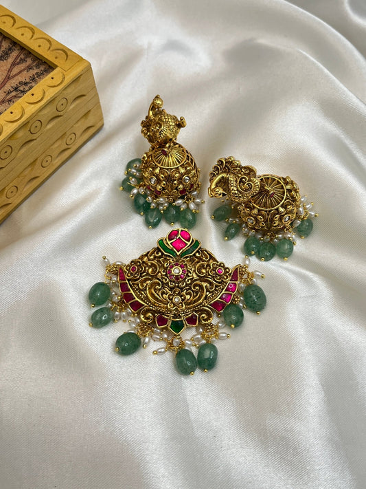 Jadau Pendant with Earrings 12 - Mahilas