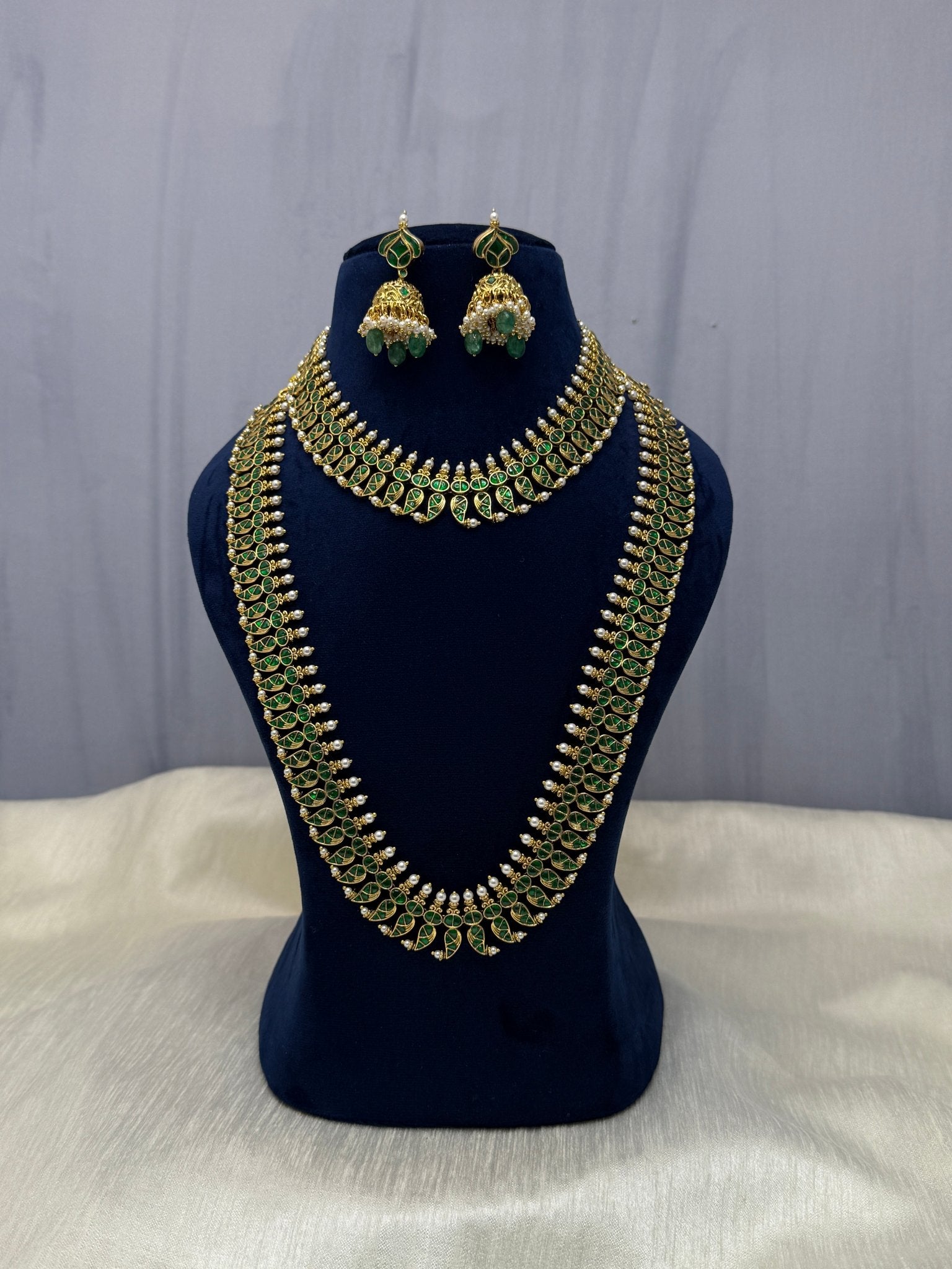 Jadau Semi Bridal Necklace Set 272 - Mahilas