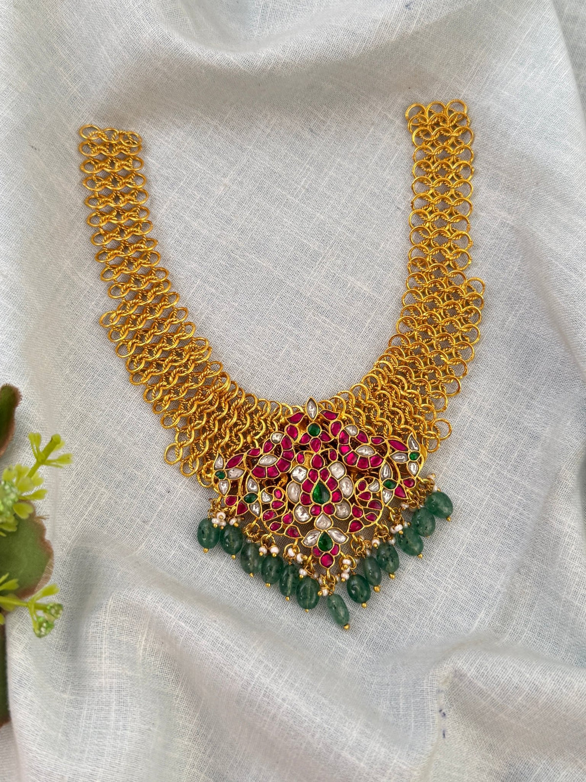 Jadu kundan Pandant Designer Chain Necklace Set | C0023 - Mahilas