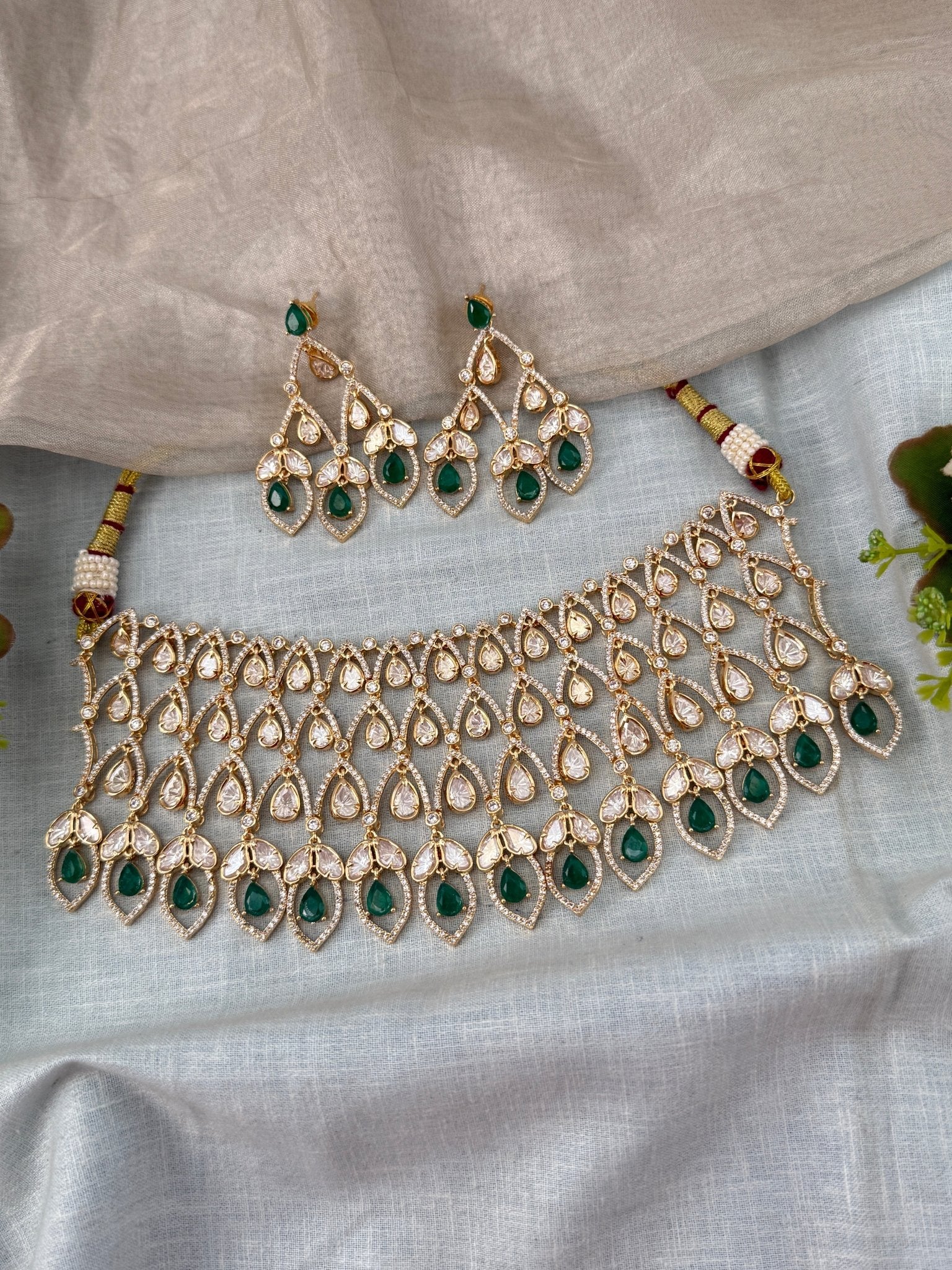 Kundan Choker Open Style Luxury Short Set | N0502 - Mahilas