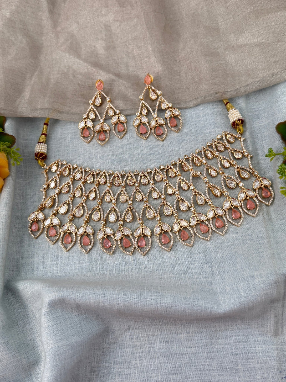 Kundan Choker Open Style Luxury Short Set | N0502 A - Mahilas