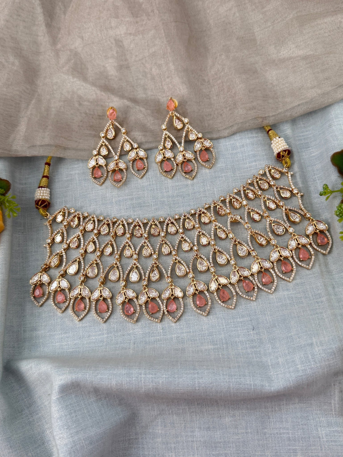 Kundan Choker Open Style Luxury Short Set | N0502 A - Mahilas