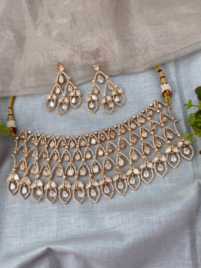 Kundan Choker Open Style Luxury Short Set | N0504 - Mahilas