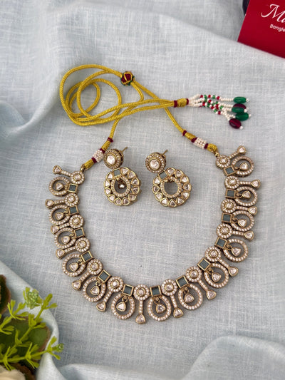 Kundan Designer Necklace Premium Short Set | N0928 - Mahilas