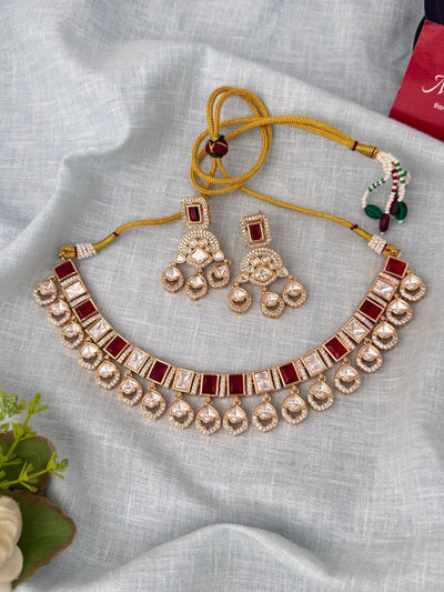Kundan Designer Necklace Premium Short Set | N0938 - Mahilas