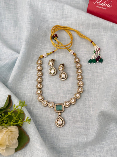 Kundan Designer Necklace Premium Short Set | N0966 - Mahilas